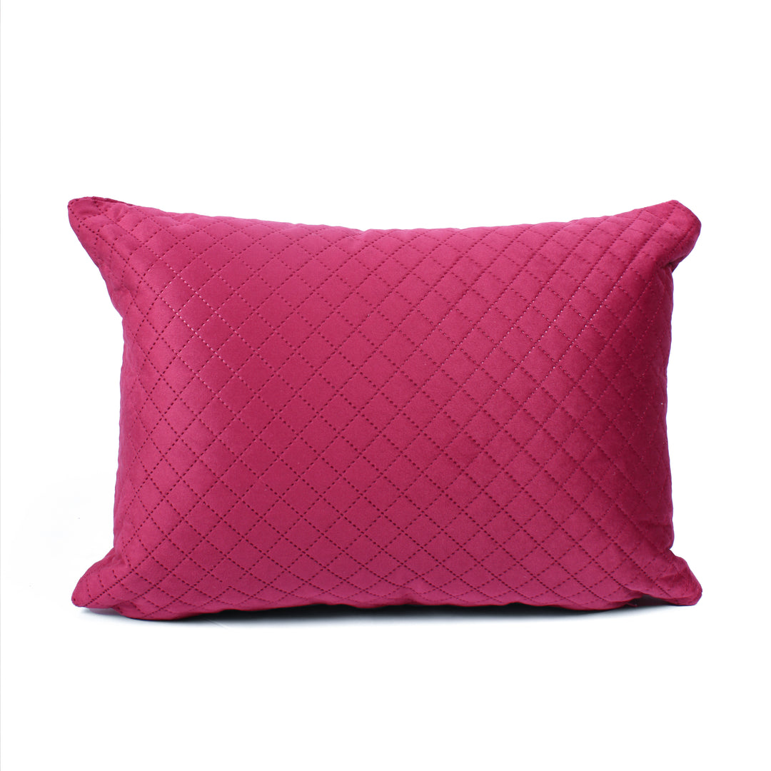 Both Side Quilted Velvet Rectangular Cushion Cover (Set of 2), Maroon