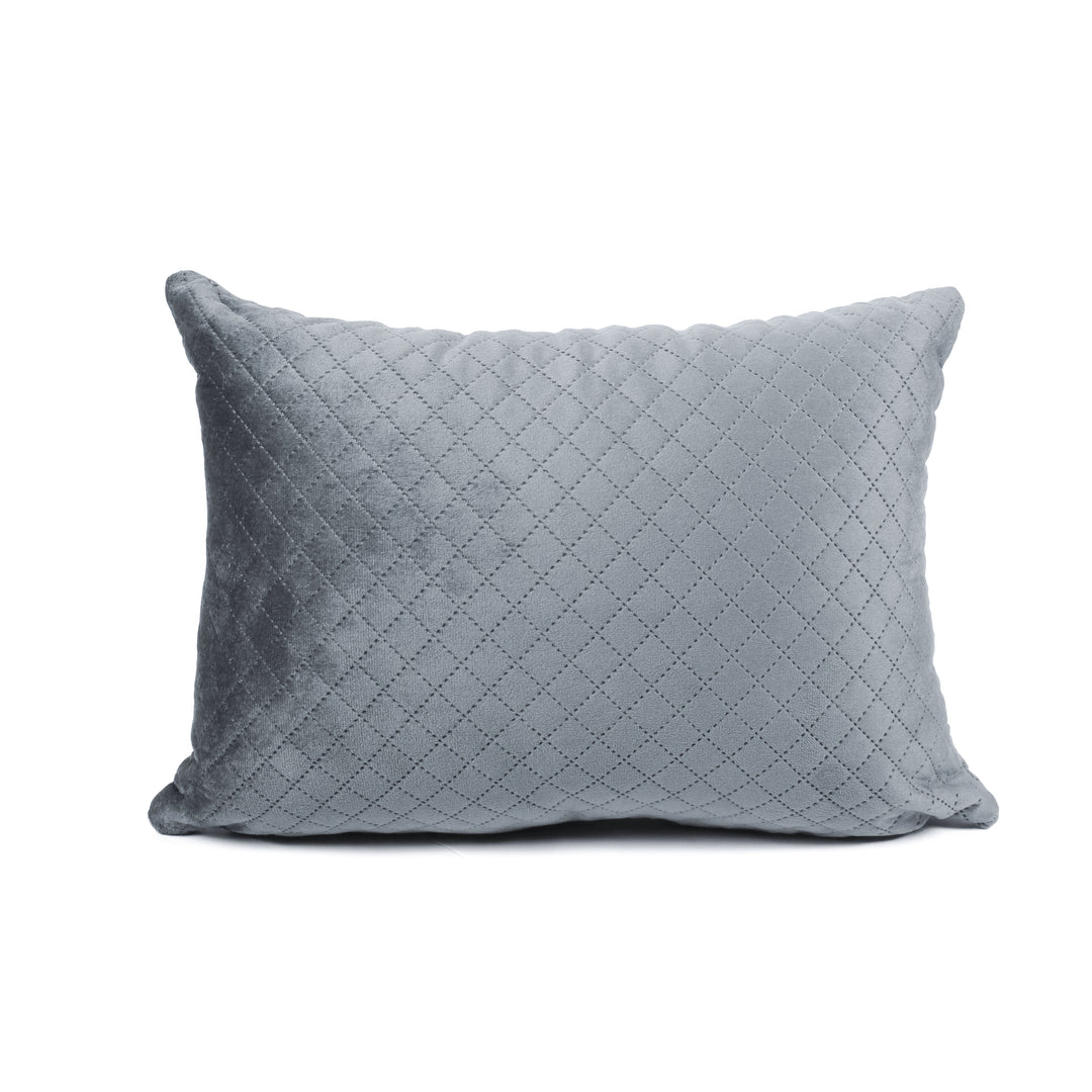 Both Side Quilted Velvet Rectangular Cushion Cover (Set of 2), Grey