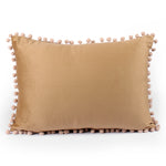 Load image into Gallery viewer, Velvet Cushion Covers Adorned With Pom Poms Rectangular Set of 2 ,Brown