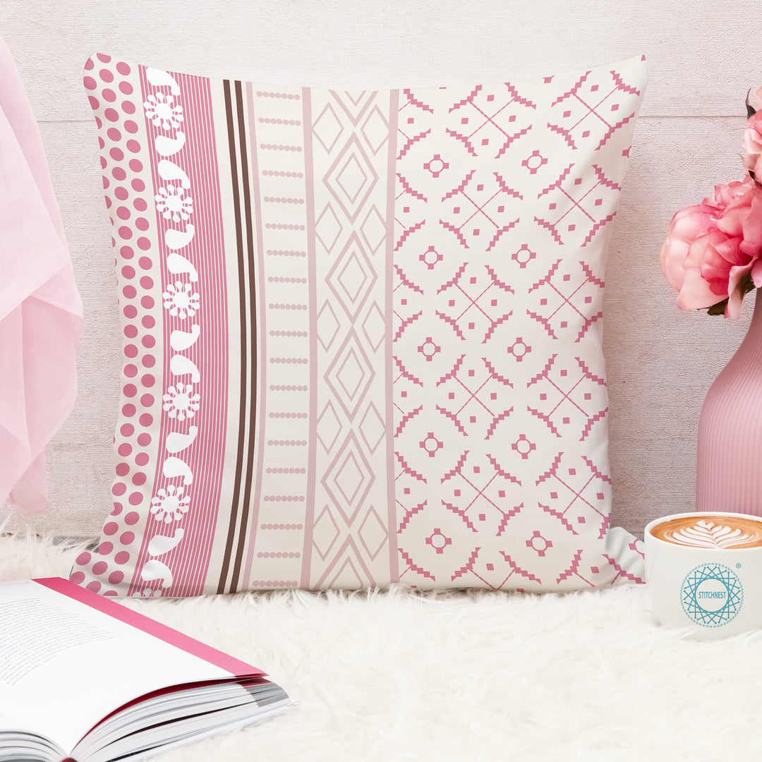 Geometrical Printed Canvas Cotton Cushion Covers, Set of 5