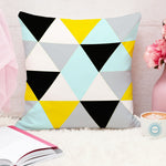 Load image into Gallery viewer, Yellow & Black Geometrical Printed Canvas Cotton Cushion Covers, Set of 5