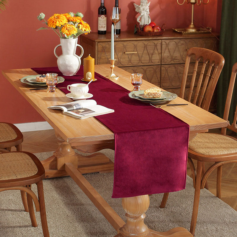 Luxurious Velvet Table Runner for Elegant Dining, Maroon
