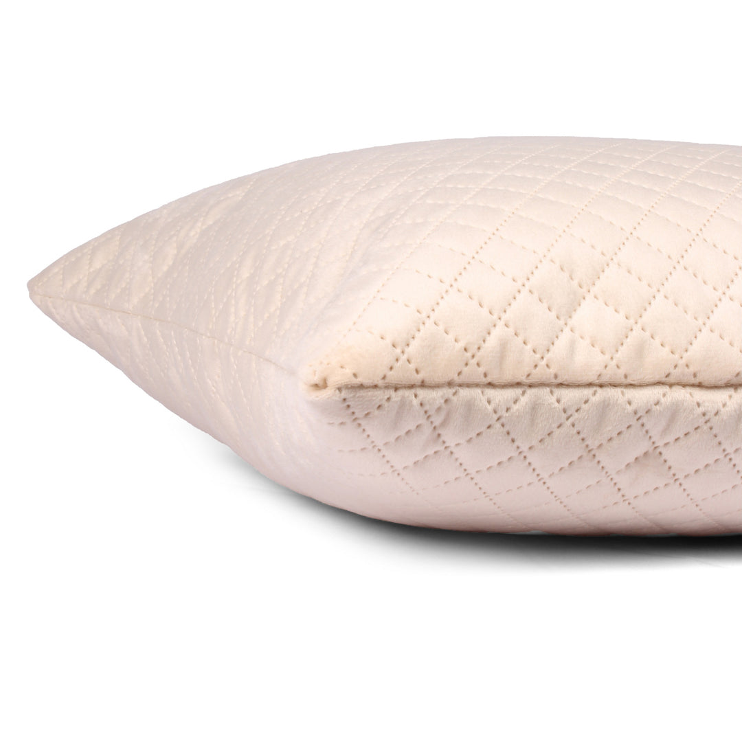 Both Side Quilted Velvet Rectangular Cushion Cover (Set of 2), Beige