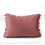 Load image into Gallery viewer, Both Side with PomPom Quilted Velvet Rectangular Cushion Cover (Set of 2), Peach
