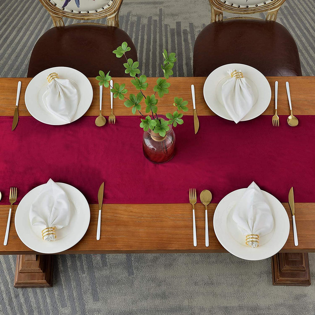 Luxurious Velvet Table Runner for Elegant Dining, Maroon