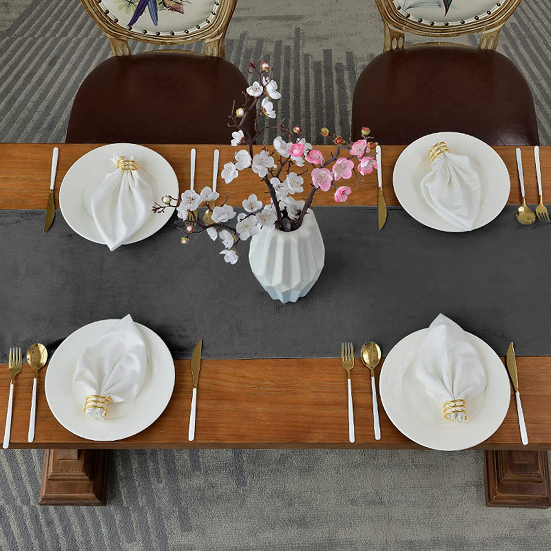 Luxurious Velvet Table Runner for Elegant Dining, Grey