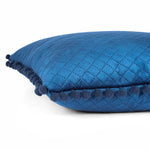 Load image into Gallery viewer, Both Side with PomPom Quilted Velvet Cushion Cover (Set of 2), Blue