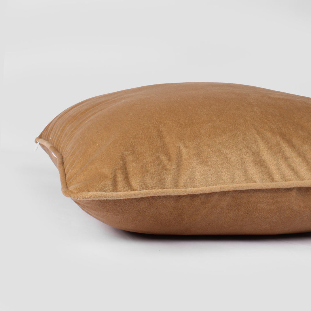 Velvet Cushion Cover with Piping - Perfect for Home Décor Set of 5, Brown