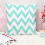Load image into Gallery viewer, Teal Geometrical Ikat Ethnic Printed Cotton Canvas Cushion Covers, Set of 5