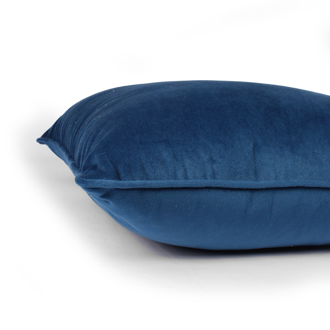 Velvet Cushion Cover With Piping - Perfect for Home Décor (Set of 2), Blue