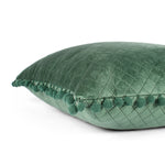 Load image into Gallery viewer, Both Side with PomPom Quilted Velvet Rectangular Cushion Cover (Set of 2), Green