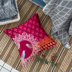 Load image into Gallery viewer, Pink Floral Bird Printed Canvas Cotton Cushion Covers, Set of 2