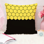 Load image into Gallery viewer, Yellow & Black Geometrical Printed Canvas Cotton Cushion Covers, Set of 5