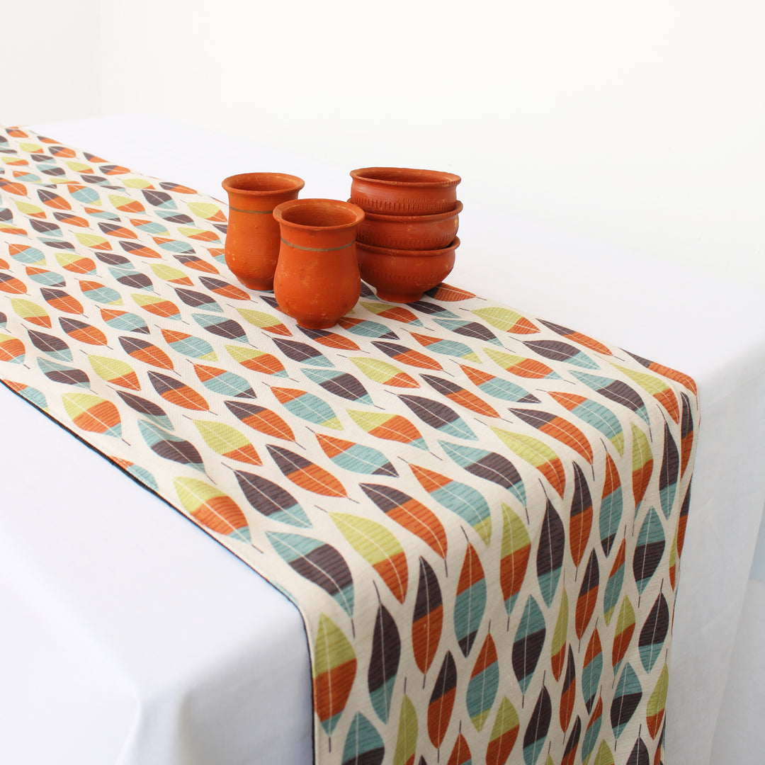 Botanical Cotton Canvas Table Runner With Tassel