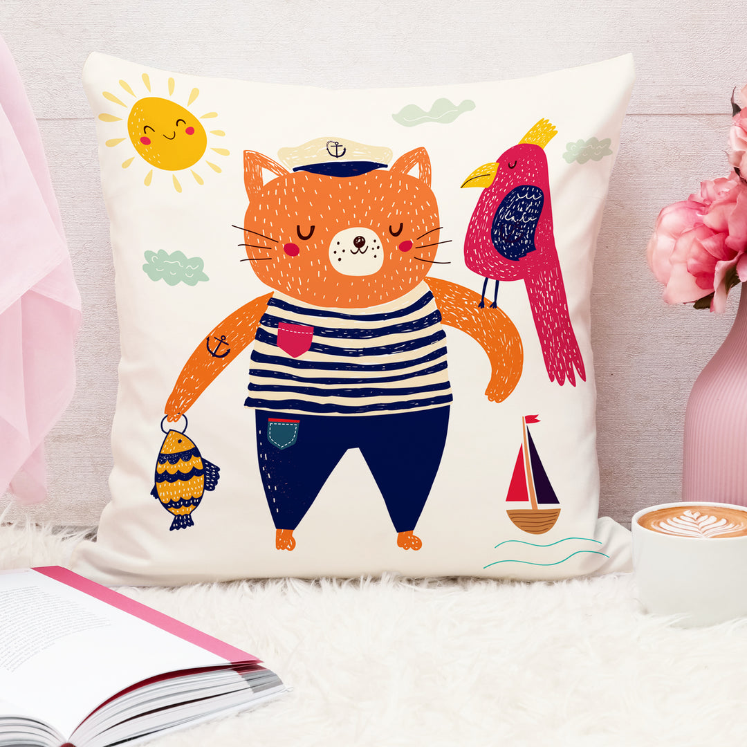 Animal Printed Cotton Canvas Decorative Cushion Cover , Set of 5