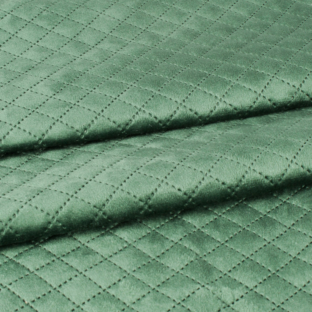 Both Side with PomPom Quilted Velvet Cushion Cover (Set of 2), Green