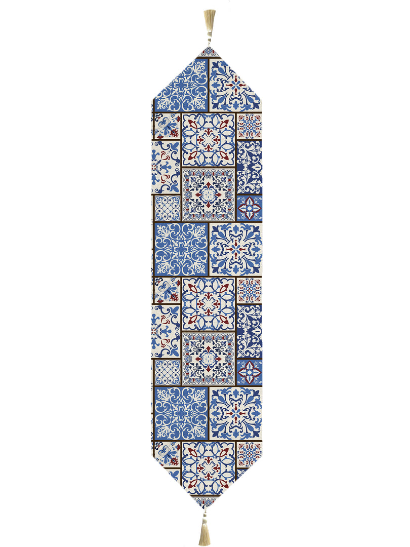 Ethnic Box Exotic Canvas Table Runner for a Summery Look With Tassel