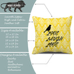 Load image into Gallery viewer, Yellow Bird Floral Printed Canvas Cotton Cushion Covers, Set of 2