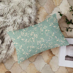 Load image into Gallery viewer, Teal Printed Canvas Cotton Rectangular Cushion Covers, Combo Set of 2 (12 x 18 Inches)