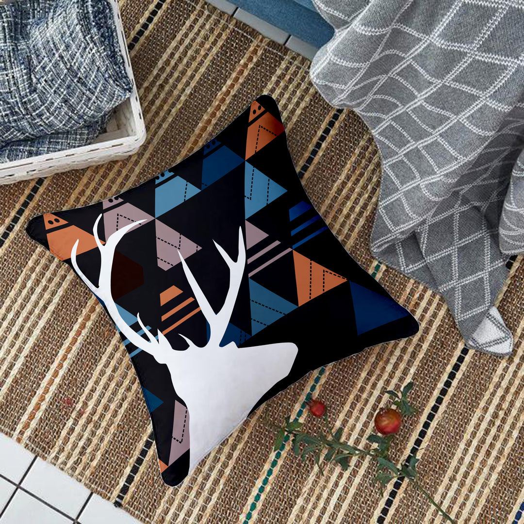 Geometrical Multi color Printed Canvas Cotton Cushion Covers, Set of 2 (24 x 24 Inches)