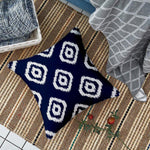 Load image into Gallery viewer, Ikat Blue Geometric Printed Cotton Canvas Cushion Cover Pack of 5