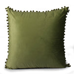 Load image into Gallery viewer, Velvet Cushion Covers Adorned With Pom Poms Set of 2, Mehndi