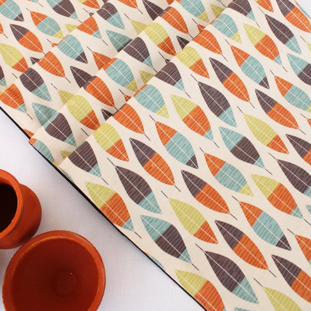 Botanical Cotton Canvas Table Runner With Tassel