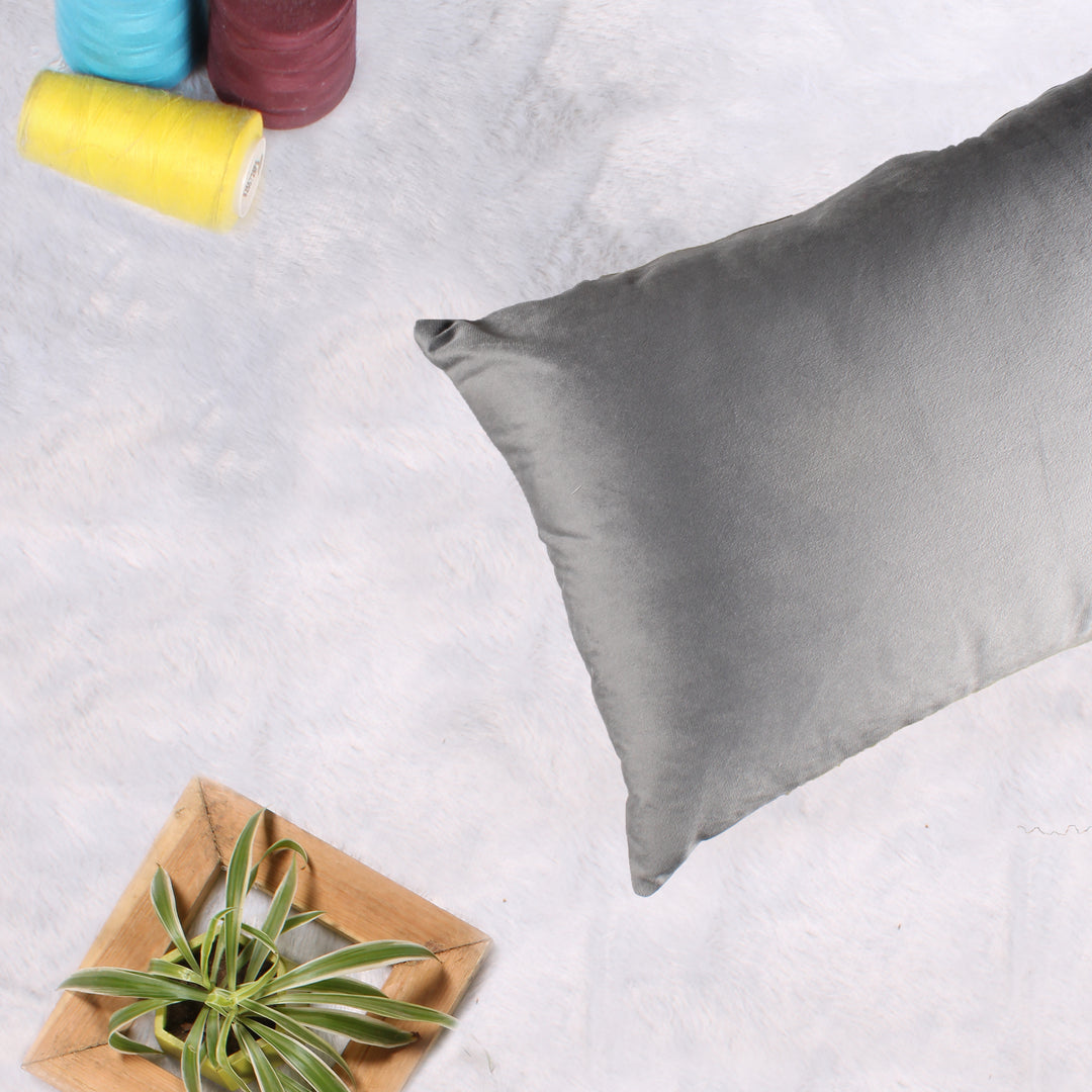 Soft Luxurious Velvet Cushion Covers Rectangular Set of 2 ,Grey