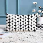 Load image into Gallery viewer, Geometric Black and White Printed Canvas Cotton Rectangular Cushion Cover, Set of 2 ( 12 x 18 Inches )