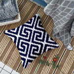 Load image into Gallery viewer, Ikat Blue Geometric Printed Cotton Canvas Cushion Cover Pack of 5