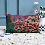 Load image into Gallery viewer, Floral Pink Flower Printed Canvas Cotton Rectangular Cushion Covers, Set of 2 (12 x 18 Inches)
