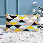 Load image into Gallery viewer, Yellow & Black Geometrical Printed Canvas Cotton Rectangular Cushion Covers, Set of 2