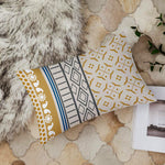 Load image into Gallery viewer, Geometrical Printed Canvas Cotton Rectangular Cushion Covers, Set of 2