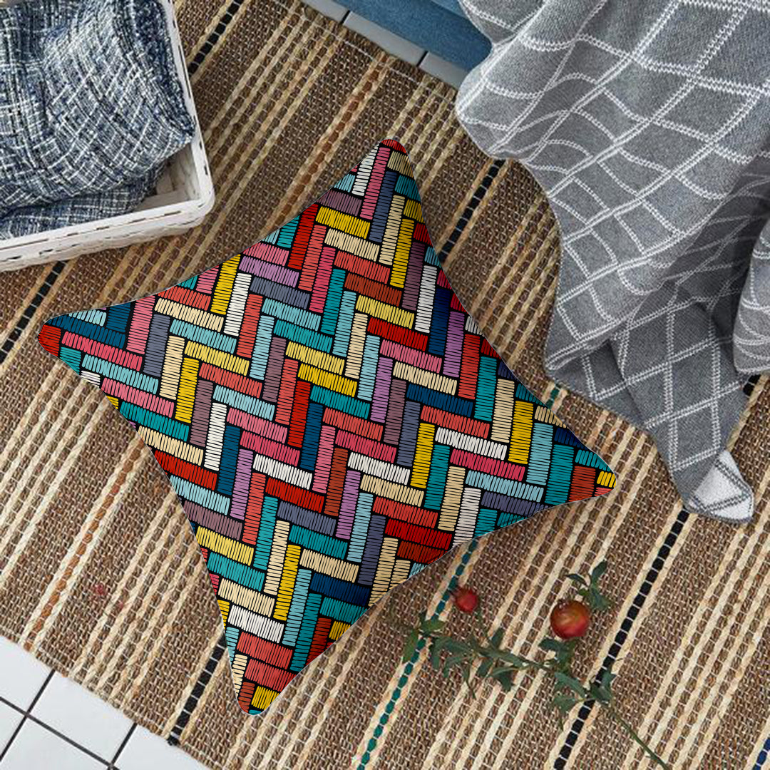 Abstract Printed Cotton Canvas Cushion Covers, Set of 5