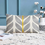Load image into Gallery viewer, Yellow & Grey Floral Printed Canvas Cotton Rectangular Cushion Covers, Set of 2