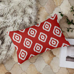 Load image into Gallery viewer, Red Geometrical Ikat Ethnic Printed Canvas Cotton Cushion Covers, Red Set of 2 (12 x 18 Inches)