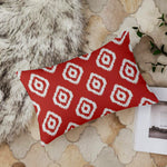 Load image into Gallery viewer, Red Geometrical Ikat Ethnic Printed Canvas Cotton Cushion Covers, Red Set of 2 (12 x 18 Inches)
