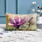 Load image into Gallery viewer, Floral Pink Flower Printed Canvas Cotton Rectangular Cushion Covers, Set of 2 (12 x 18 Inches)