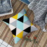 Load image into Gallery viewer, Yellow &amp; Black Geometrical Printed Canvas Cotton Cushion Covers, Set of 5

