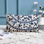 Load image into Gallery viewer, Ethnic Blue Printed Canvas Cotton Rectangular Cushion Covers, Set of 2