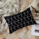 Load image into Gallery viewer, Geometrical Multi color Printed Canvas Cotton Rectangular Cushion Covers, Set of 2 (12 x 18 Inches)