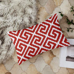 Load image into Gallery viewer, Red Geometrical Ikat Ethnic Printed Canvas Cotton Cushion Covers, Red Set of 2 (12 x 18 Inches)