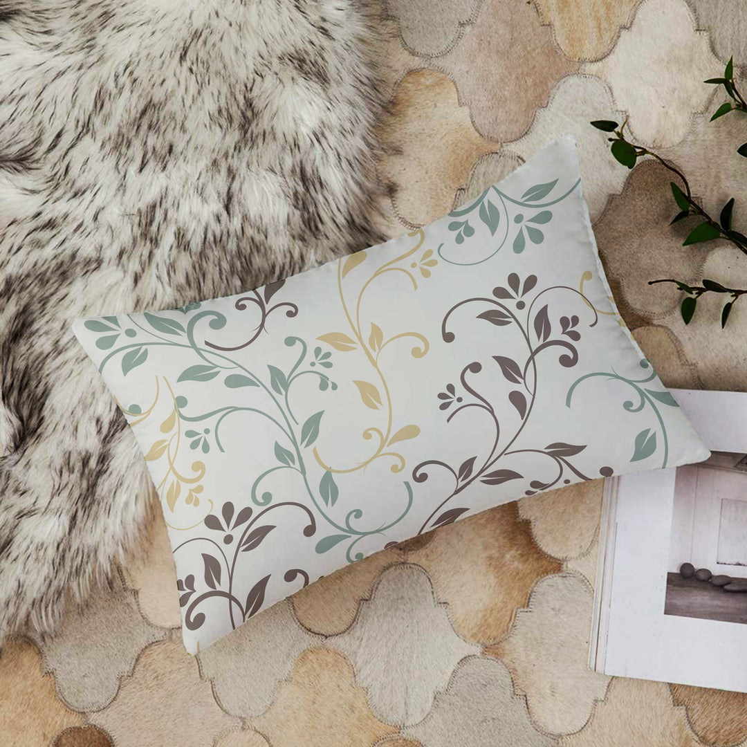 Floral Printed Canvas Cotton Rectangular Cushion Covers, Set of 2