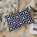 Load image into Gallery viewer, Ikat Blue Geometric Printed Cotton Canvas Rectangular Cushion Cover Pack of 2 ( 12 x 18 Inches )