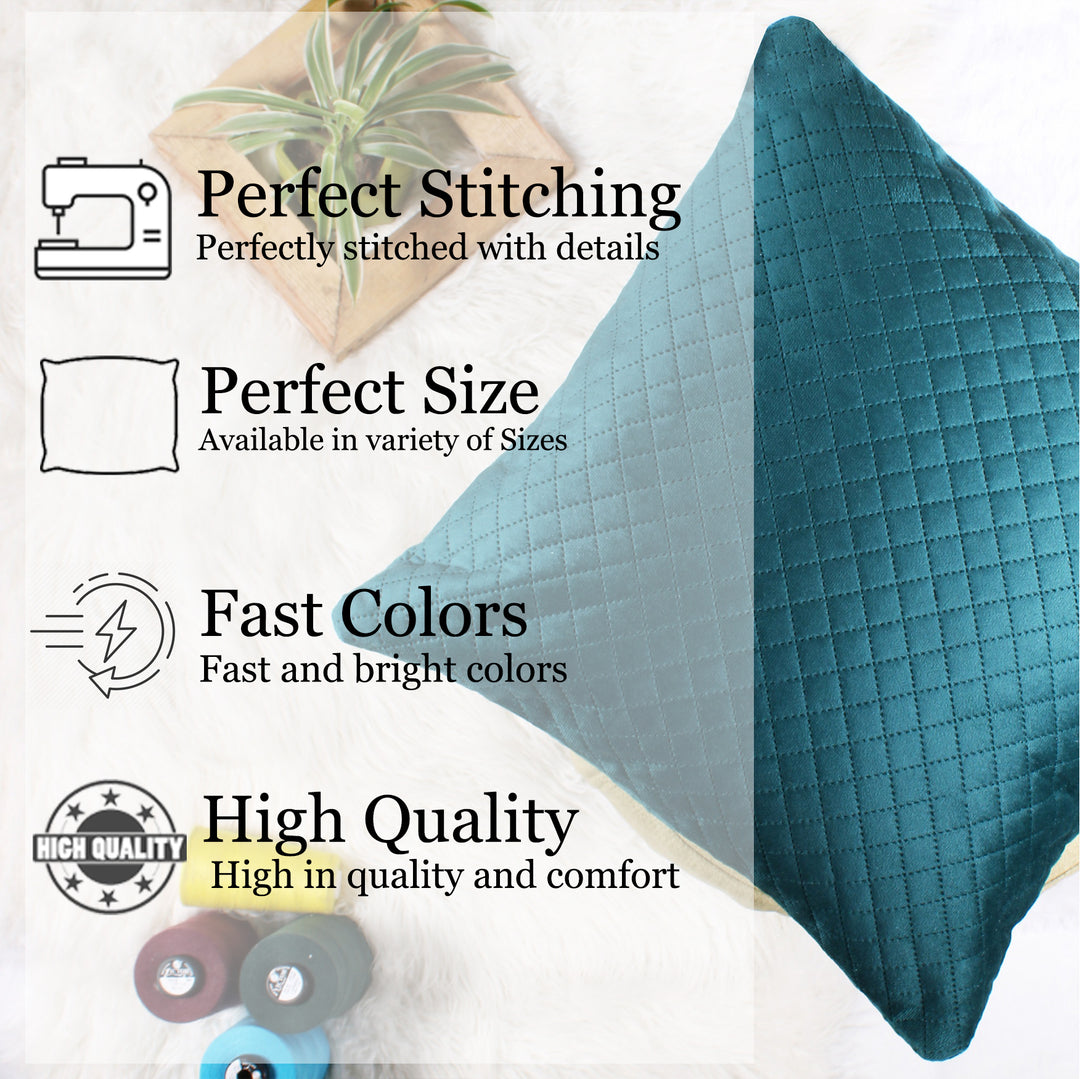 Both Side Quilted Velvet Cushion Cover (Set of 2), luxury
