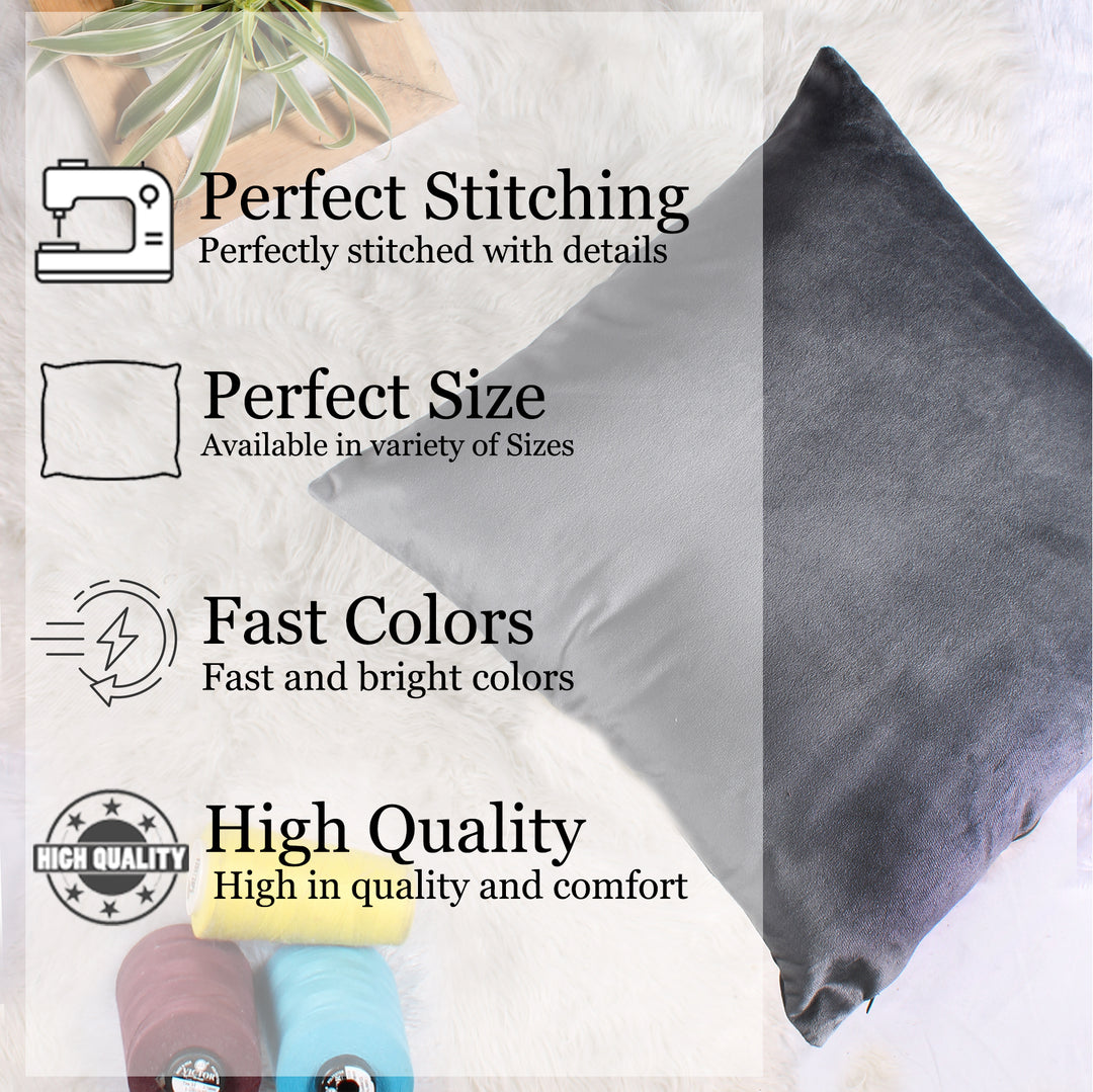 Soft Luxurious Velvet Cushion Covers Set of 5, Grey