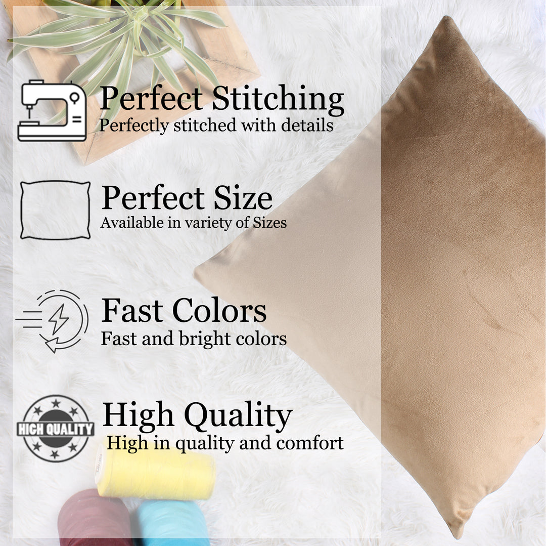 Soft Luxurious Velvet Cushion Covers Set of 2, Brown