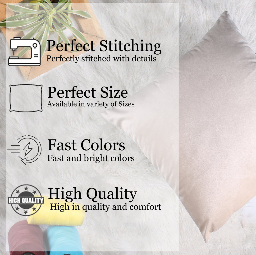 Soft Luxurious Velvet Cushion Covers Set of 5, Beige