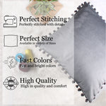 Load image into Gallery viewer, Velvet Cushion Covers Adorned With Pom Poms Set of 5, Grey