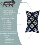 Load image into Gallery viewer, Ikat Blue Geometric Printed Cotton Canvas Rectangular Cushion Cover Pack of 2 ( 12 x 18 Inches )